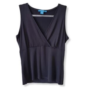 White Warren Women Black Jersey Tank Top XL Modern Minimal Neutral NEW USA Flaw